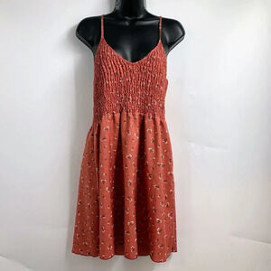 Women's Floral Mini Dress - Rust